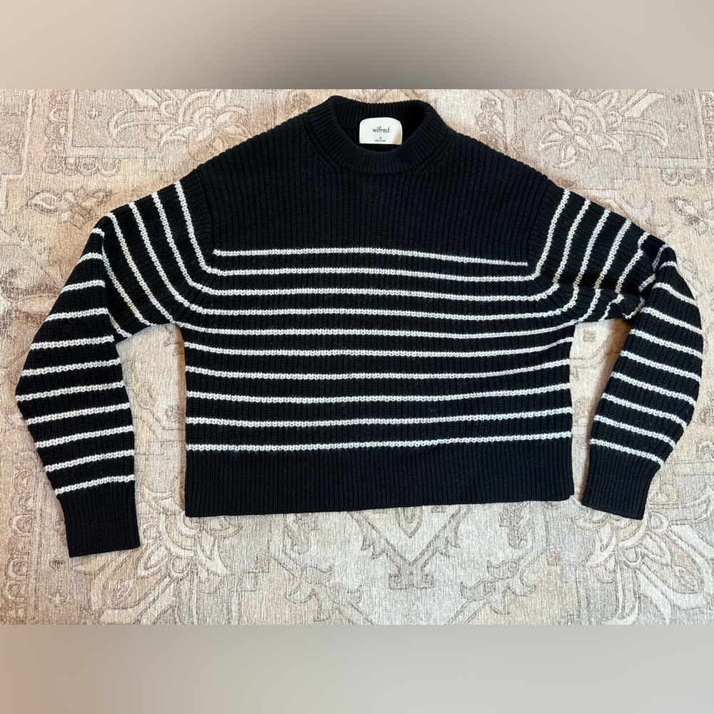Wilfred Black & White Stripe Wool Sweater - Picture 3 of 5